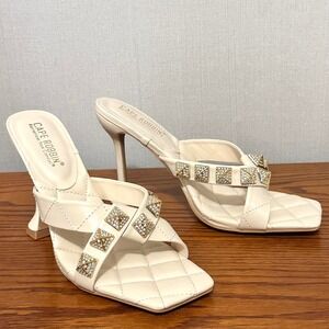 Cape Robbin Melina Off White Bling Stiletto High Heel Sandal Womens Size 9 NIB